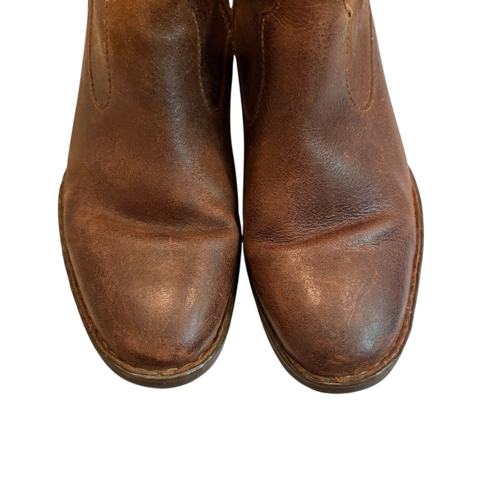 Born Karin Brown Distressed Leather Side Lace Western Ankle Boots, Sz 9 - Picture 12 of 16